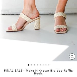 Brand new 7.5 braided rafia heel